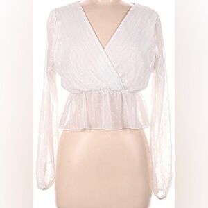 Nasty Gal size 4 white long sleeve blouse